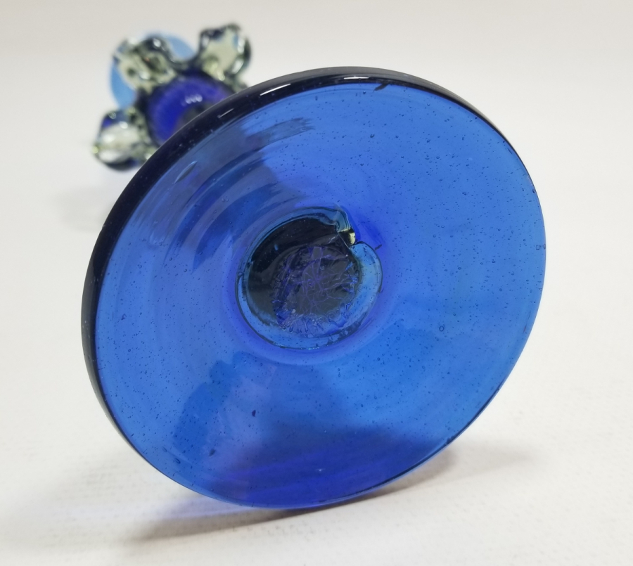 ÜFLEME CAMDAN MAMUL ANTİKA FIRFIRLI CAM MUMLUK