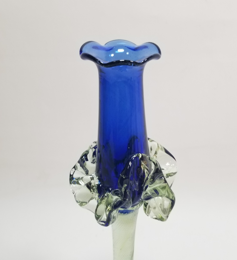 ÜFLEME CAMDAN MAMUL ANTİKA FIRFIRLI CAM MUMLUK