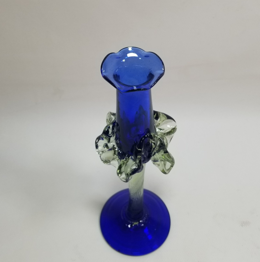 ÜFLEME CAMDAN MAMUL ANTİKA FIRFIRLI CAM MUMLUK