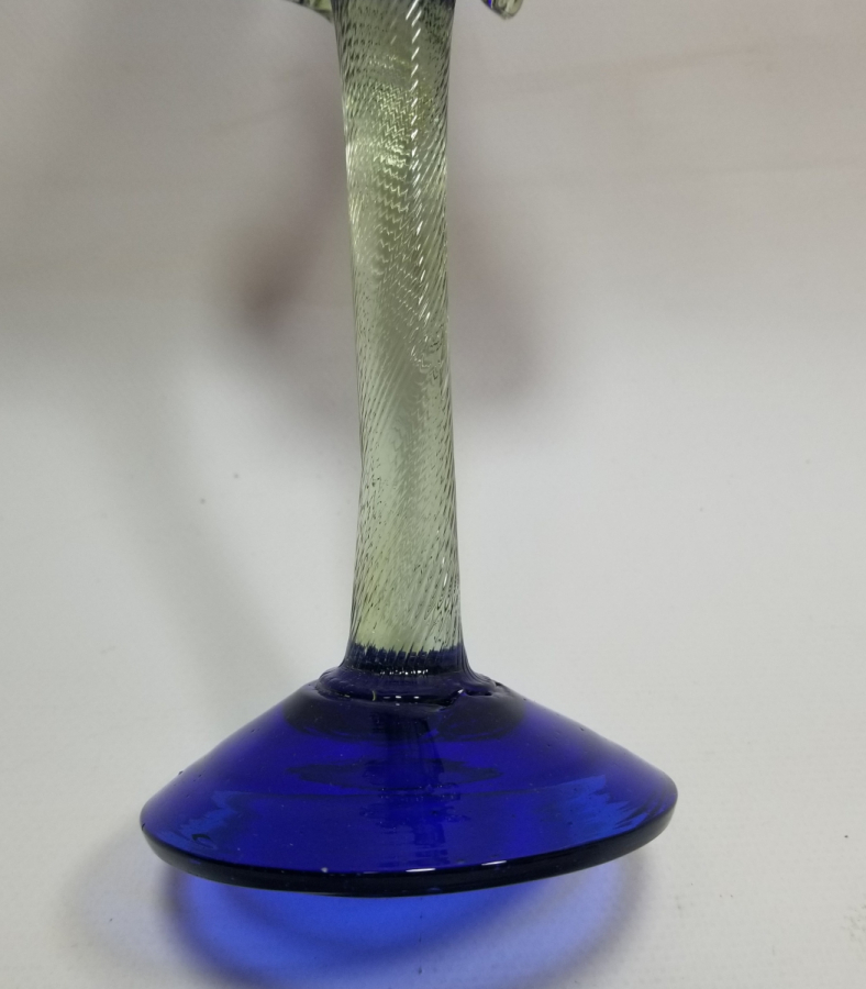 ÜFLEME CAMDAN MAMUL ANTİKA FIRFIRLI CAM MUMLUK