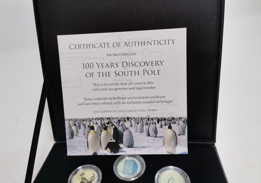 GÜNEY KUTBUNUN KEŞFİNİN 100. YILI HATIRASI GÜMÜŞ KAPLAMA PARA SETİ