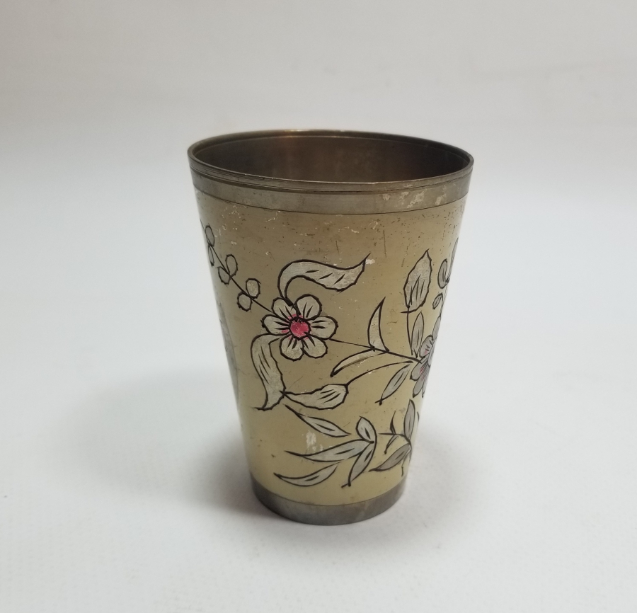 HAC HATIRASI KALEM İŞÇİLİKLİ ANTİKA ŞERBET BARDAĞI