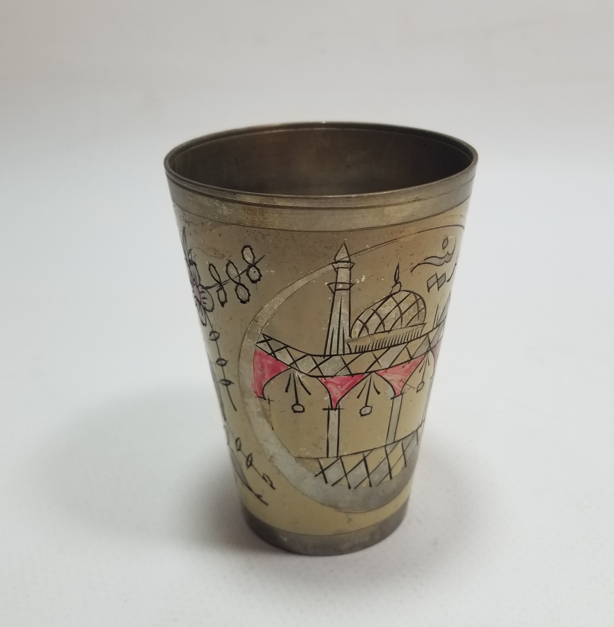 HAC HATIRASI KALEM İŞÇİLİKLİ ANTİKA ŞERBET BARDAĞI