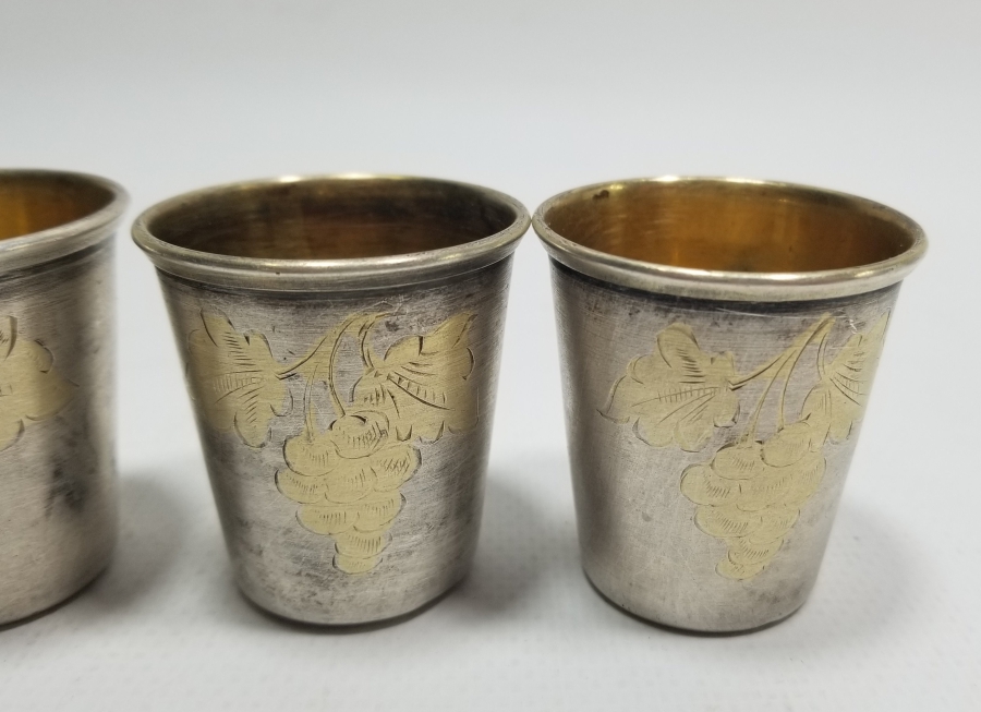 ALTIN VERMEYLİ GÜMÜŞ KAPLAMA ANTİKA LİKÖR TAKIMI