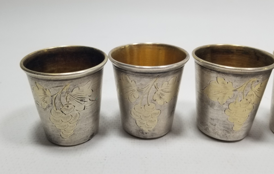 ALTIN VERMEYLİ GÜMÜŞ KAPLAMA ANTİKA LİKÖR TAKIMI