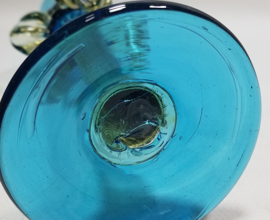 ÜFLEME CAMDAN MAMUL ANTİKA FIRFIRLI CAM MUMLUK