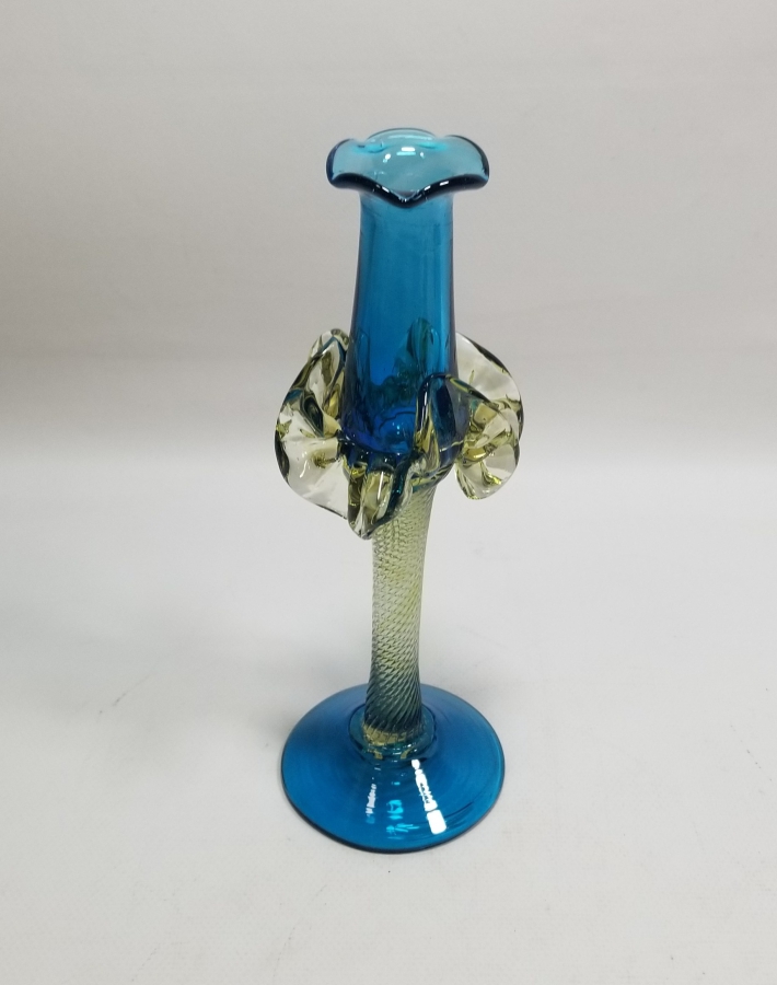 ÜFLEME CAMDAN MAMUL ANTİKA FIRFIRLI CAM MUMLUK