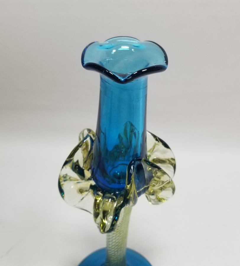 ÜFLEME CAMDAN MAMUL ANTİKA FIRFIRLI CAM MUMLUK