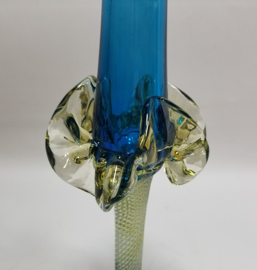 ÜFLEME CAMDAN MAMUL ANTİKA FIRFIRLI CAM MUMLUK