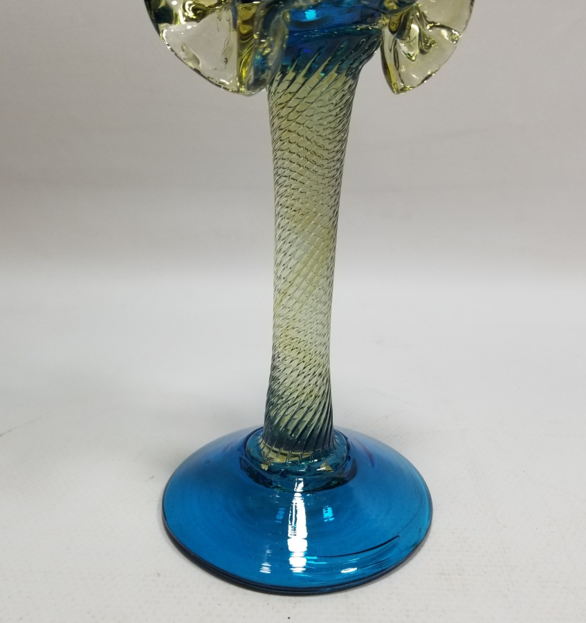 ÜFLEME CAMDAN MAMUL ANTİKA FIRFIRLI CAM MUMLUK