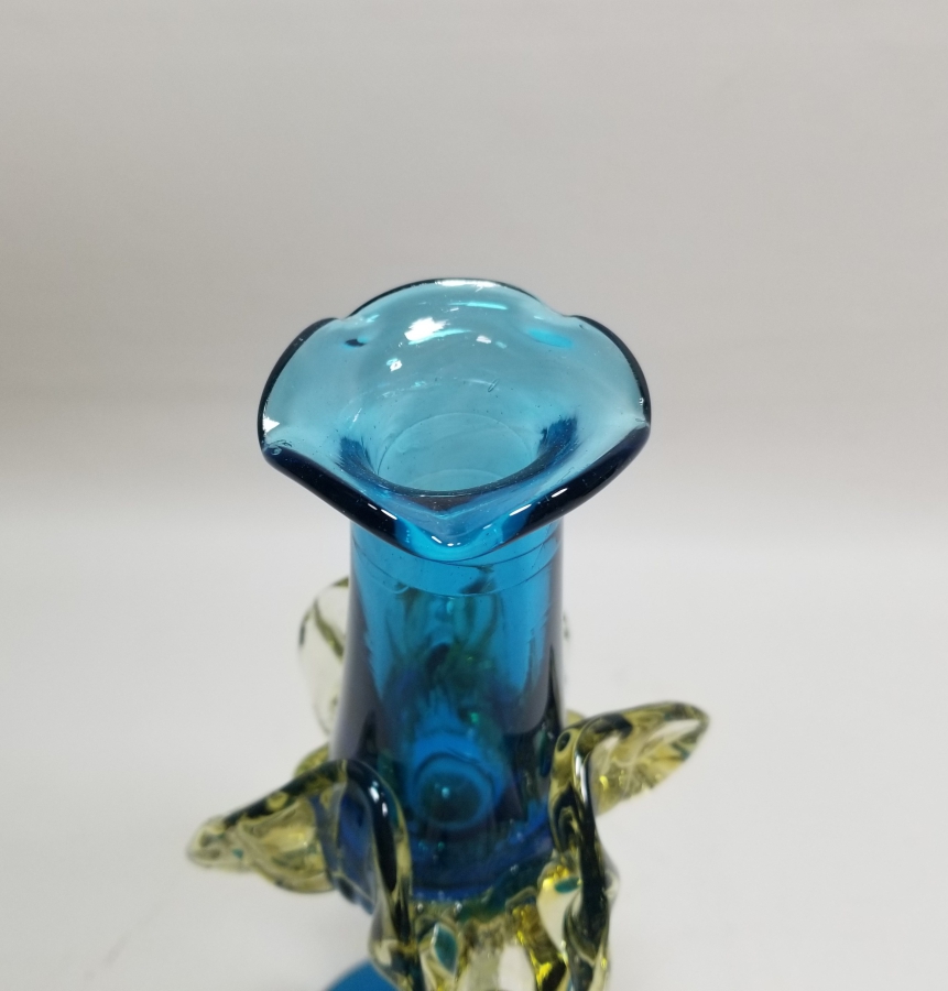 ÜFLEME CAMDAN MAMUL ANTİKA FIRFIRLI CAM MUMLUK