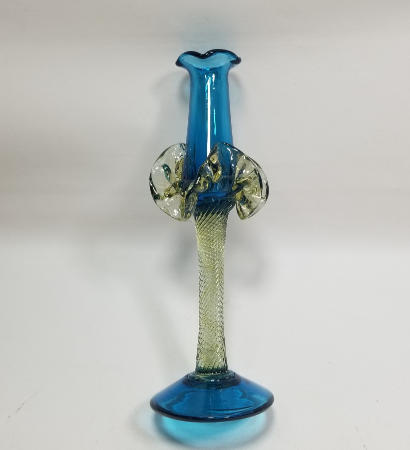 ÜFLEME CAMDAN MAMUL ANTİKA FIRFIRLI CAM MUMLUK