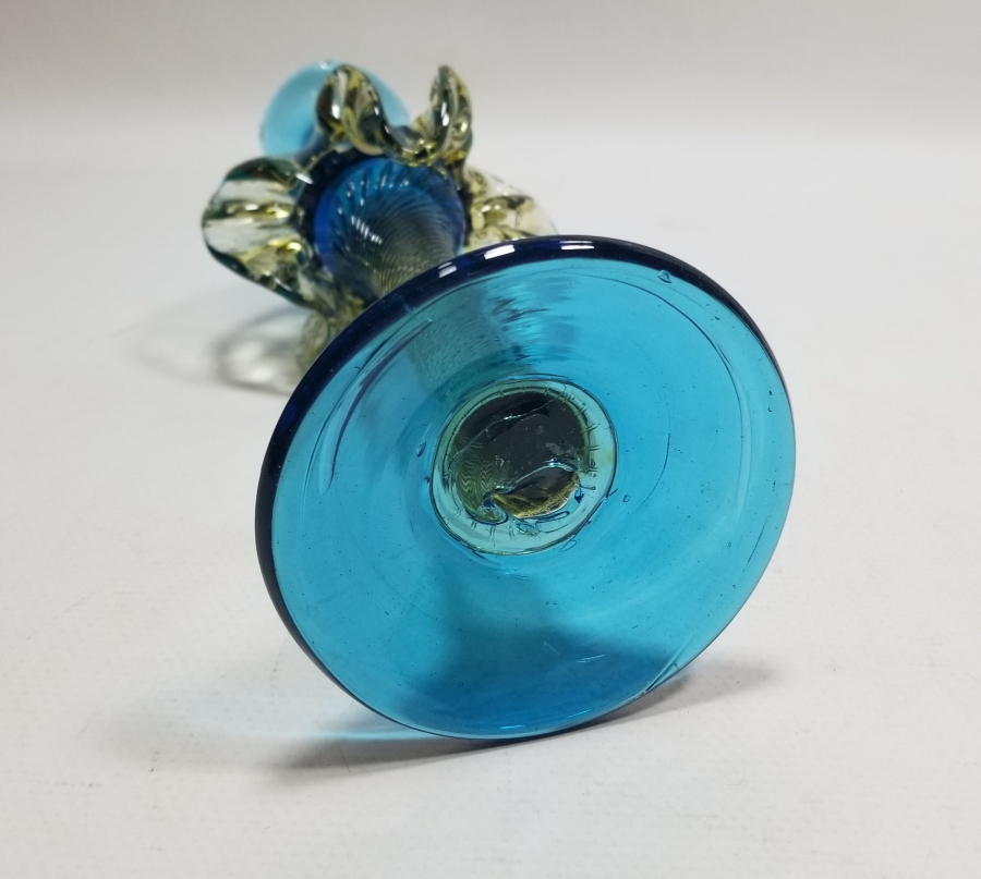 ÜFLEME CAMDAN MAMUL ANTİKA FIRFIRLI CAM MUMLUK