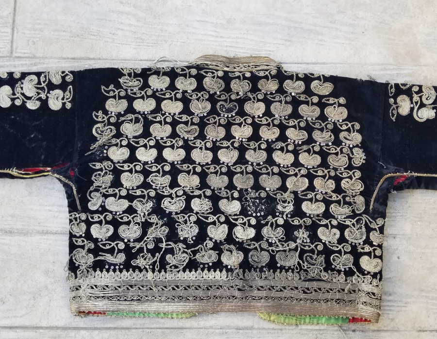 OSMANLI DÖNEMİ SIRMA İŞÇİLİKLİ ARMUTLU GELİN CEPKENİ