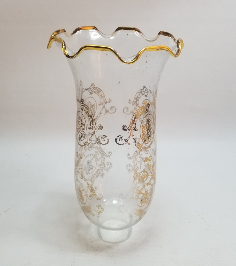 ÜZERİ ALTIN VARAKLI ANTİKA GAZ LAMBASI CAMI