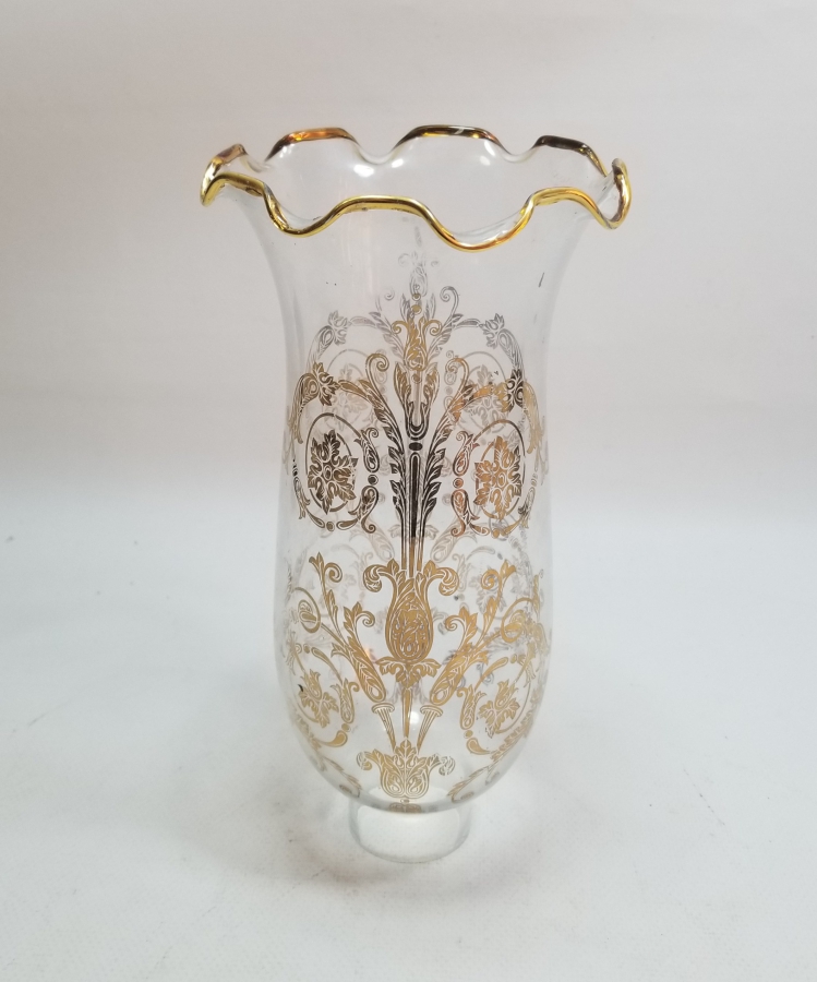 ÜZERİ ALTIN VARAKLI ANTİKA GAZ LAMBASI CAMI