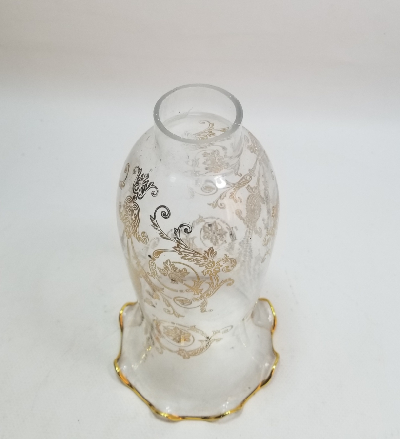 ÜZERİ ALTIN VARAKLI ANTİKA GAZ LAMBASI CAMI