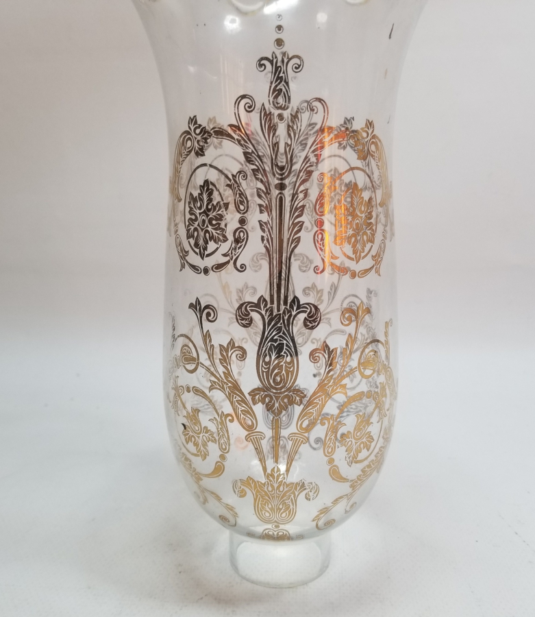 ÜZERİ ALTIN VARAKLI ANTİKA GAZ LAMBASI CAMI