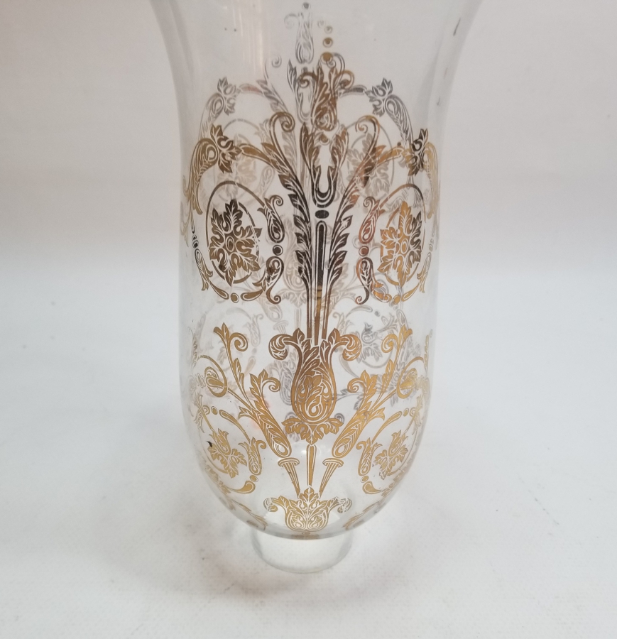 ÜZERİ ALTIN VARAKLI ANTİKA GAZ LAMBASI CAMI