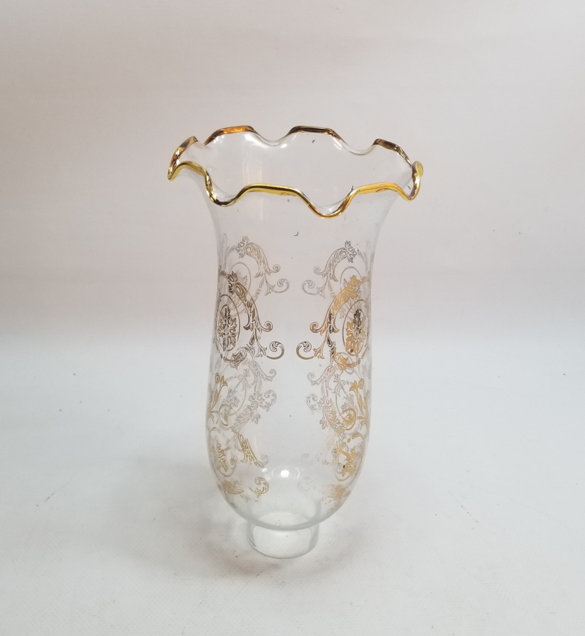 ÜZERİ ALTIN VARAKLI ANTİKA GAZ LAMBASI CAMI