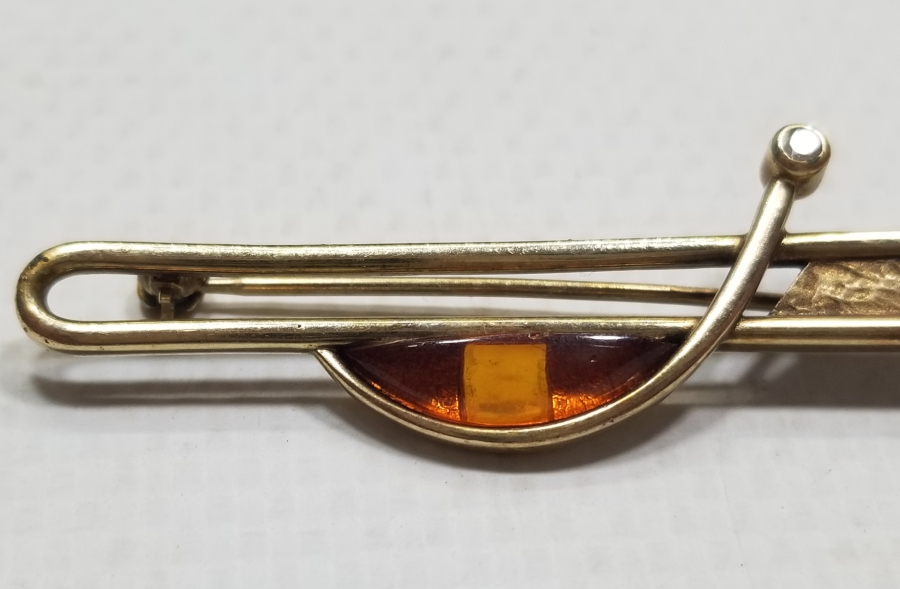 ÖZEL YAPIM ANTİKA DAMLA KEHRİBAR BROŞ