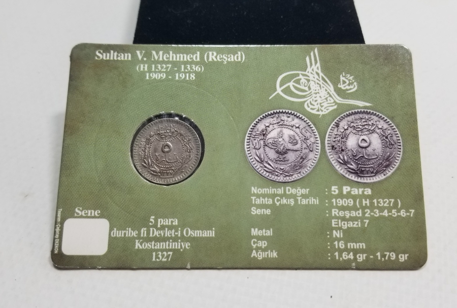 MEHMET REŞAT HAN DÖNEMİ KOLEKSİYONLUK NİKEL 5 PARA