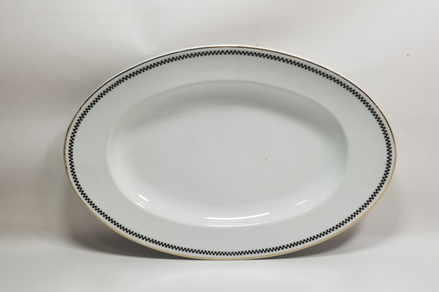 ARKASI OSMANLICA YAZILI VE ALTIN VARAKLI BÜYÜK BOY KAYIK TABAK - SALATA TABAĞI