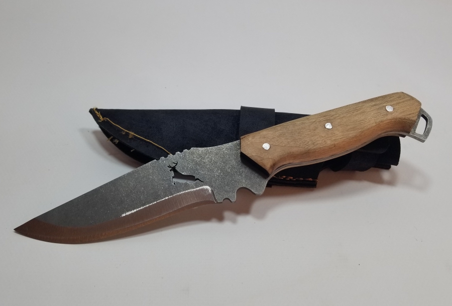 ÜZERİ GEYİK FİGÜRLÜ ÖZEL YAPIM BÜYÜK BOY KAMPÇI BIÇAĞI