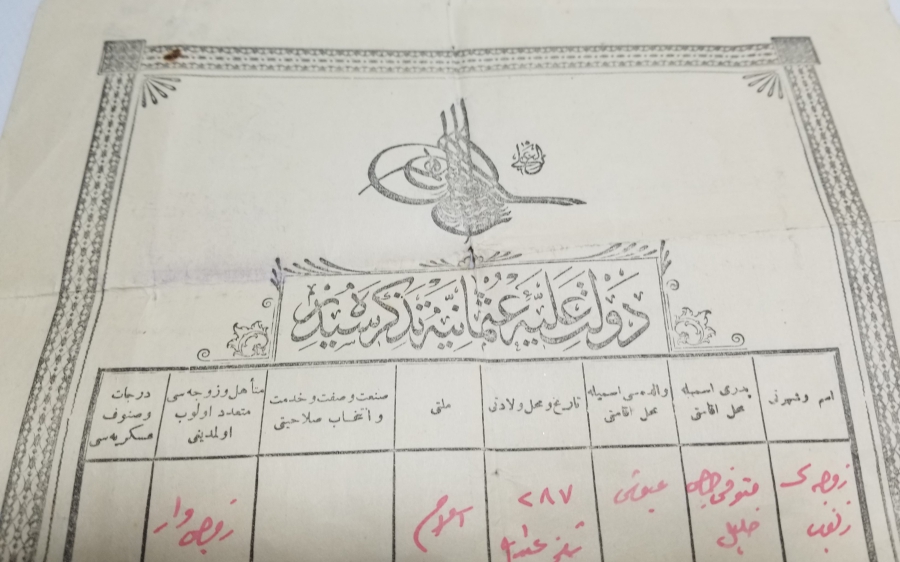 OSMANLI DÖNEMİ NÜFUS TEZKERESİ - KAFA KAĞIDI