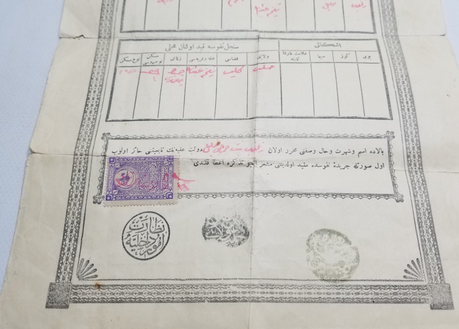 OSMANLI DÖNEMİ NÜFUS TEZKERESİ - KAFA KAĞIDI