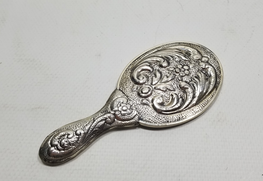 KABARTMA İŞÇİLİKLİ ANTİKA GÜMÜŞ EL AYNASI