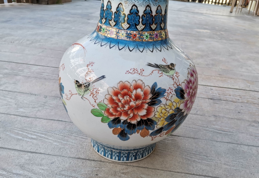 EL BOYAMA BÜYÜK BOY ANTİKA PORSELEN VAZO