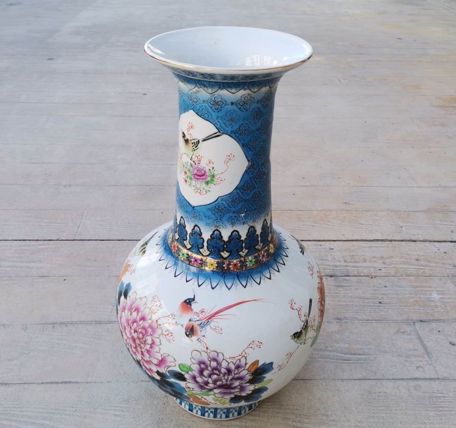 EL BOYAMA BÜYÜK BOY ANTİKA PORSELEN VAZO