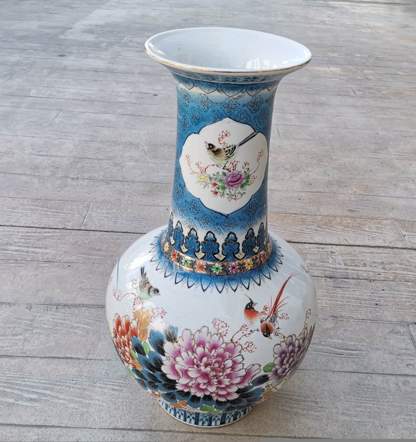 EL BOYAMA BÜYÜK BOY ANTİKA PORSELEN VAZO