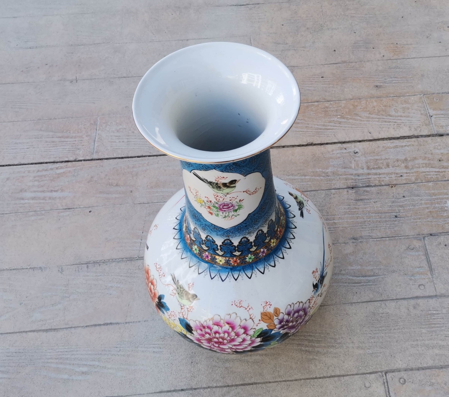 EL BOYAMA BÜYÜK BOY ANTİKA PORSELEN VAZO