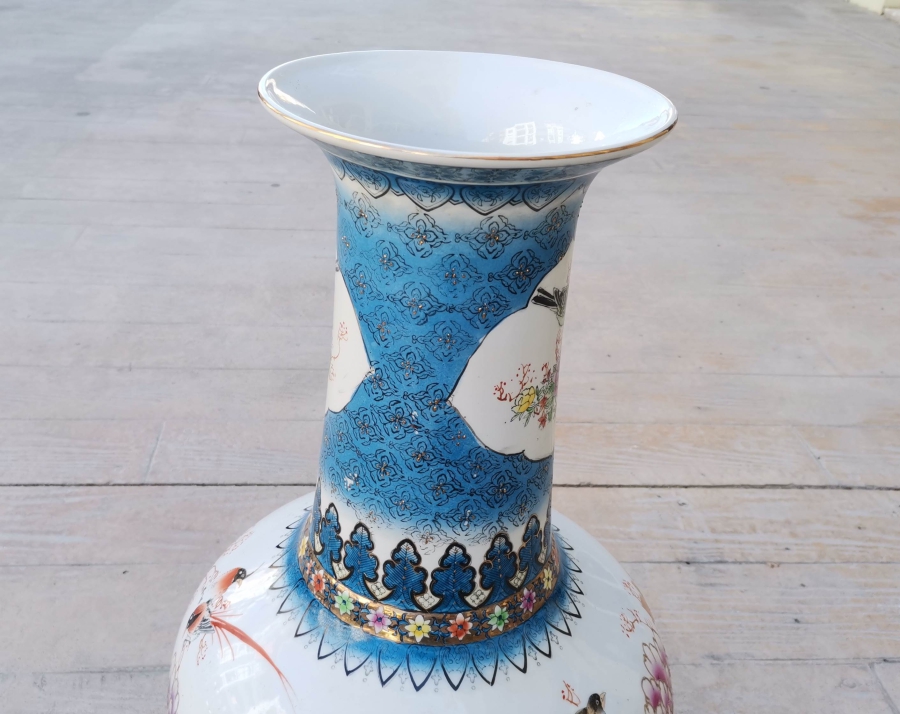 EL BOYAMA BÜYÜK BOY ANTİKA PORSELEN VAZO