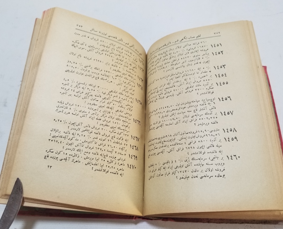 OSMANLI DÖNEMİ DEVLET ARMALI VE ALTIN VARAKLI CİLDİNDE BASKI MATEMATİK KİTABI