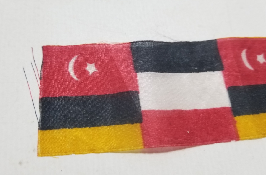 1. DÜNYA SAVAŞI DÖNEMİ HATIRASI ÜÇLÜ İTTİFAK İPEK BAYRAK