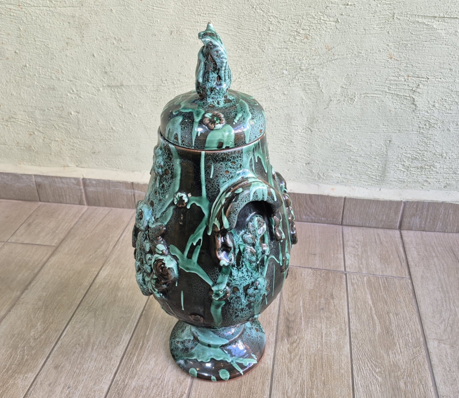 ÜZERİ MİNE İŞÇİLİKLİ ÖZEL YAPIM BÜYÜK BOY ANTİKA ÇANAKKALE KAPAKLI BOZALIK