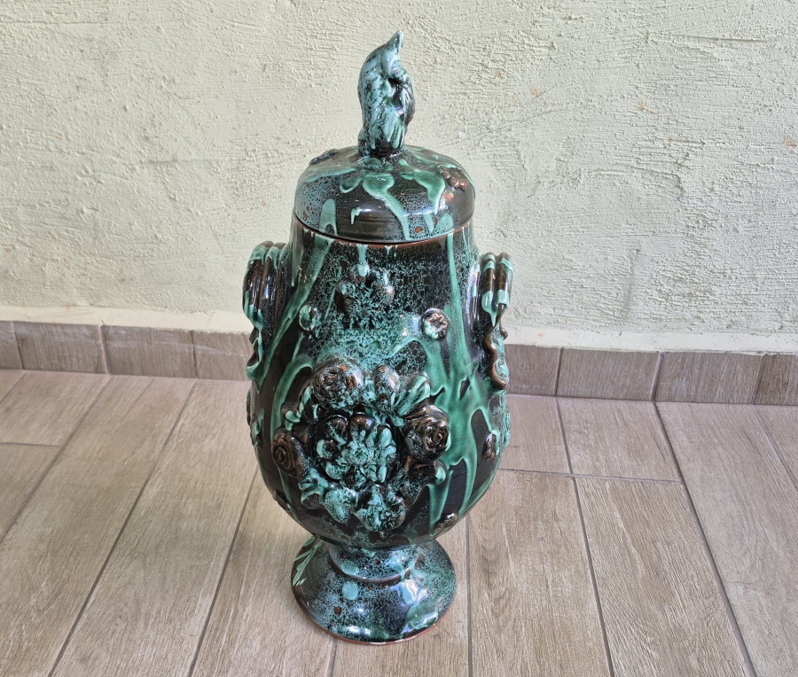 ÜZERİ MİNE İŞÇİLİKLİ ÖZEL YAPIM BÜYÜK BOY ANTİKA ÇANAKKALE KAPAKLI BOZALIK