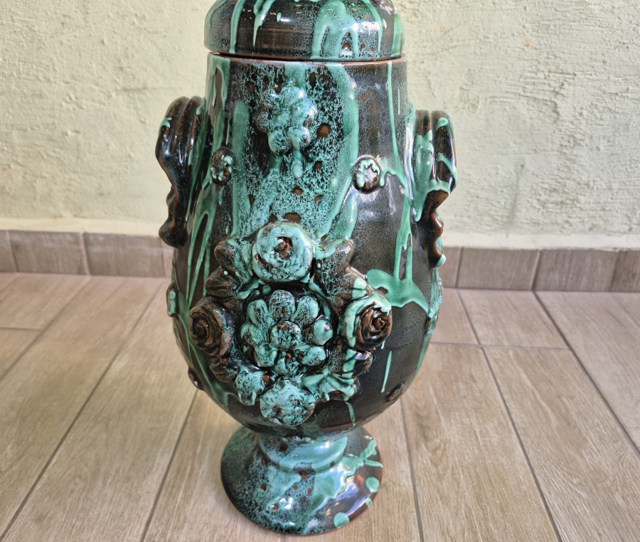 ÜZERİ MİNE İŞÇİLİKLİ ÖZEL YAPIM BÜYÜK BOY ANTİKA ÇANAKKALE KAPAKLI BOZALIK