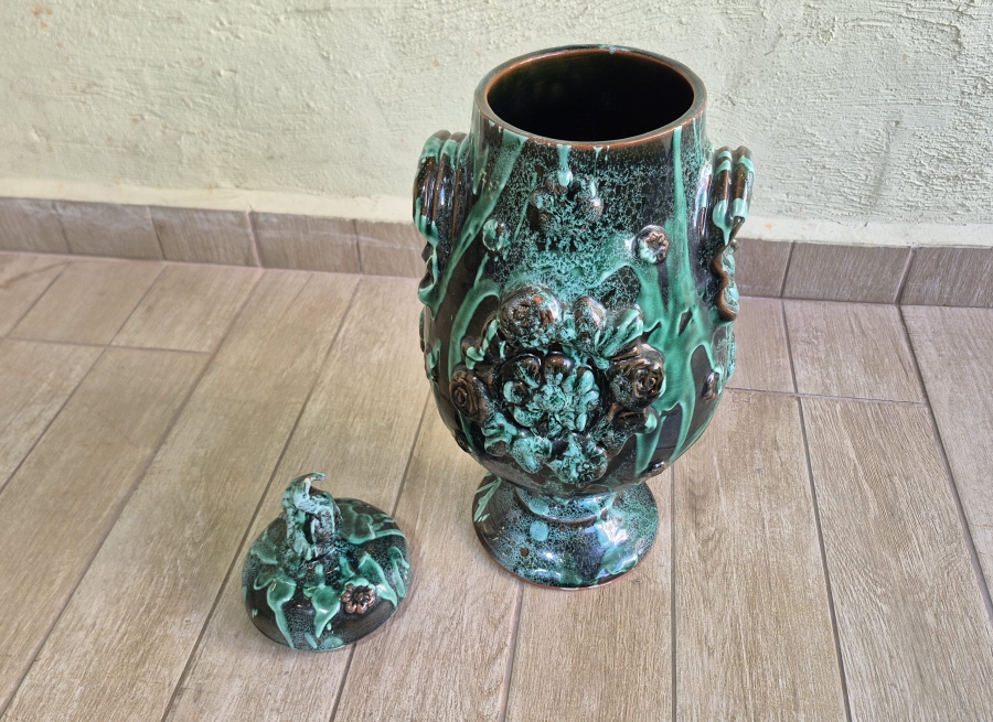 ÜZERİ MİNE İŞÇİLİKLİ ÖZEL YAPIM BÜYÜK BOY ANTİKA ÇANAKKALE KAPAKLI BOZALIK