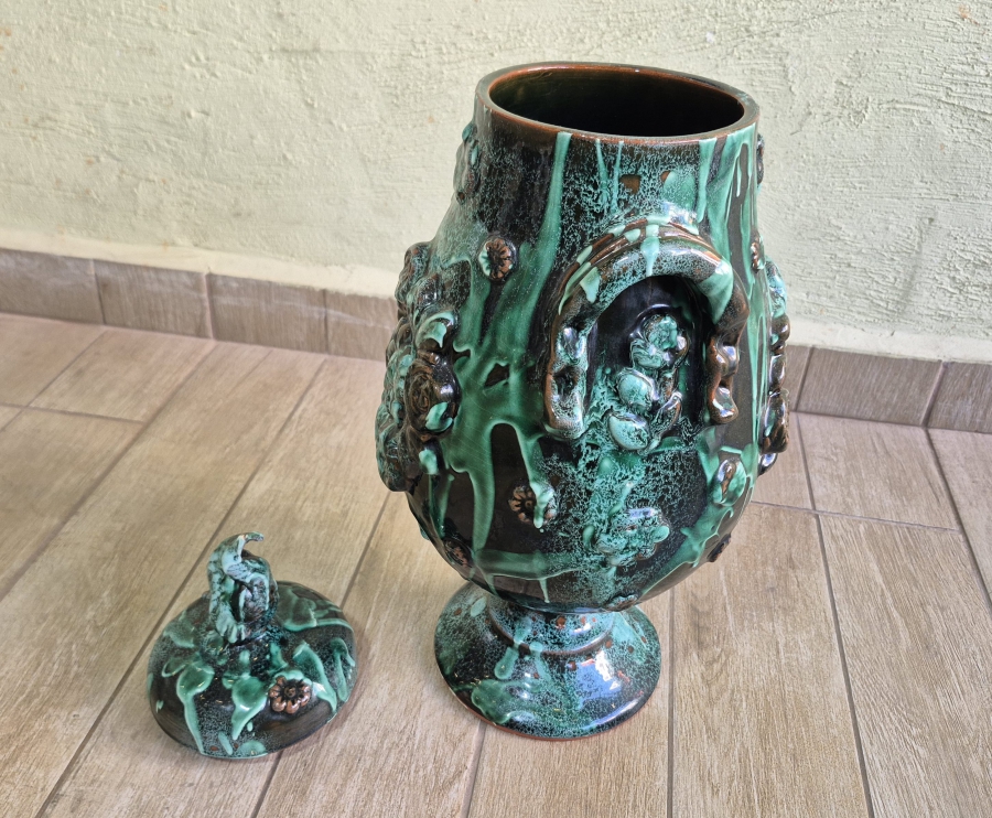 ÜZERİ MİNE İŞÇİLİKLİ ÖZEL YAPIM BÜYÜK BOY ANTİKA ÇANAKKALE KAPAKLI BOZALIK