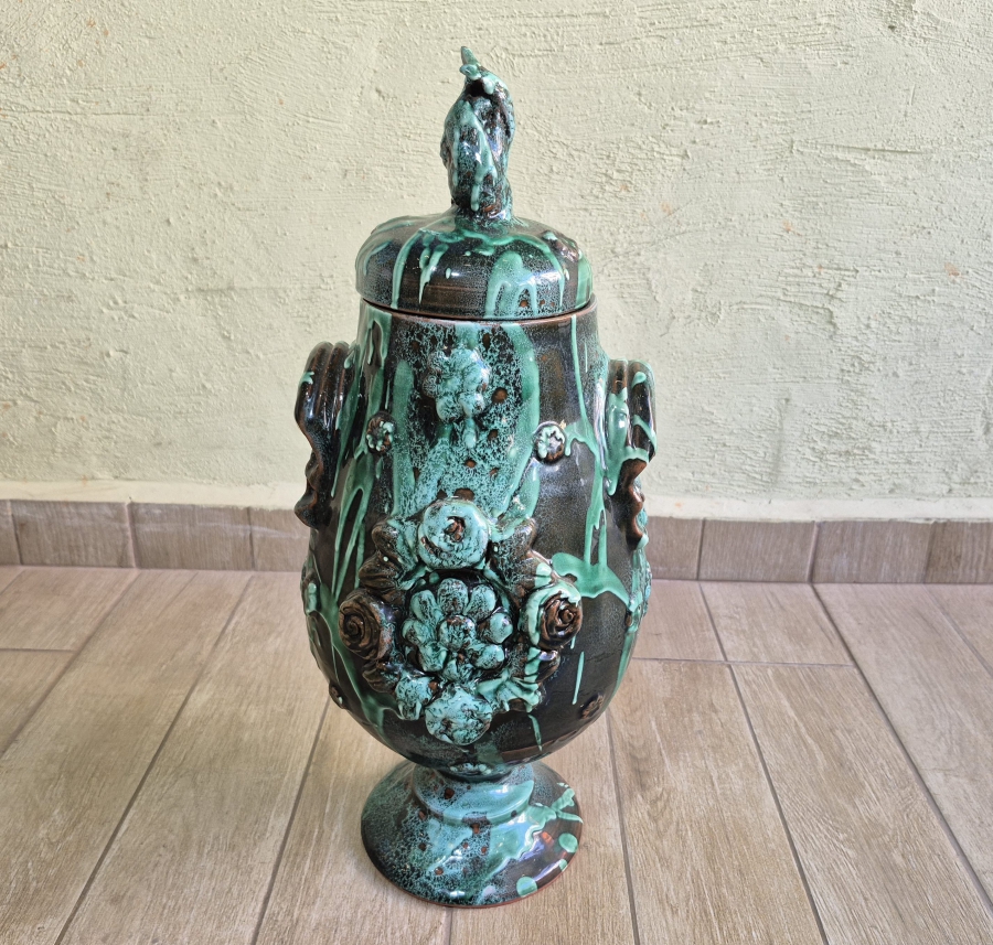 ÜZERİ MİNE İŞÇİLİKLİ ÖZEL YAPIM BÜYÜK BOY ANTİKA ÇANAKKALE KAPAKLI BOZALIK