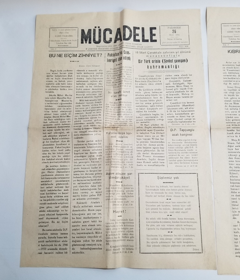 MÜCADELE İSİMLİ 2 ADET GAZETE