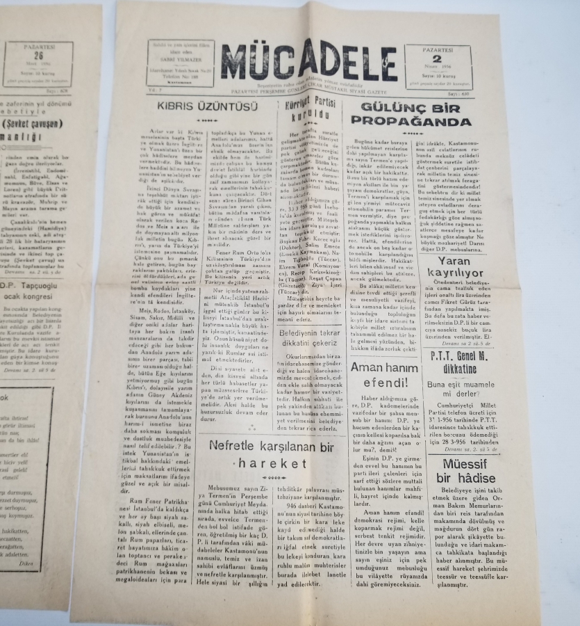 MÜCADELE İSİMLİ 2 ADET GAZETE