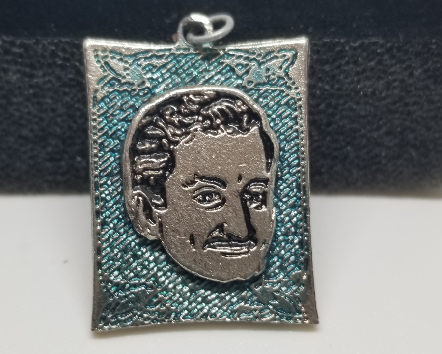 BÜLENT ECEVİT GÖRSELLİ GÜMÜŞ KAPLAMA CHP KOLYE