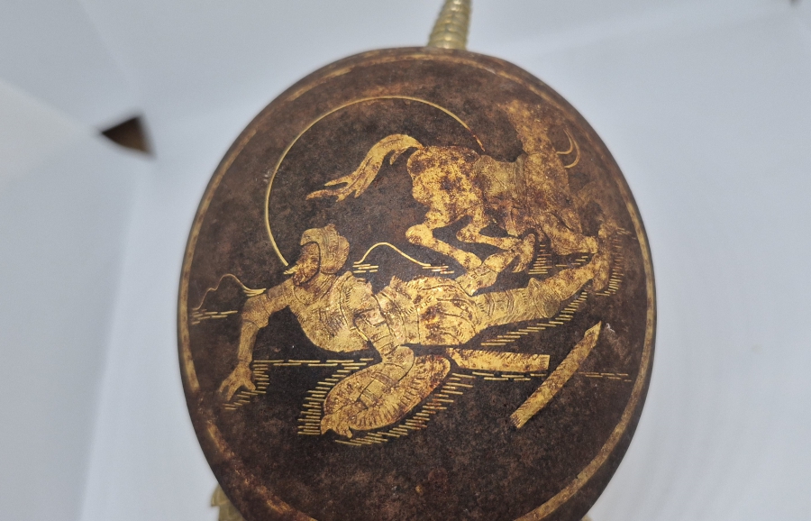 ALTIN KAPLAMA VE ALTIN ÇAKMA İŞÇİLİKLİ ANTİKA TOLEDO KAPLUMBAĞA FİGÜRÜ