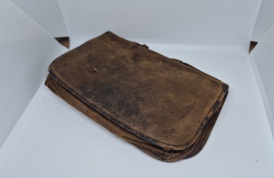 OSMANLI DÖNEMİ EL YAPIMI GALALİT APLİKLİ ANTİKA DERİ ÇANTA