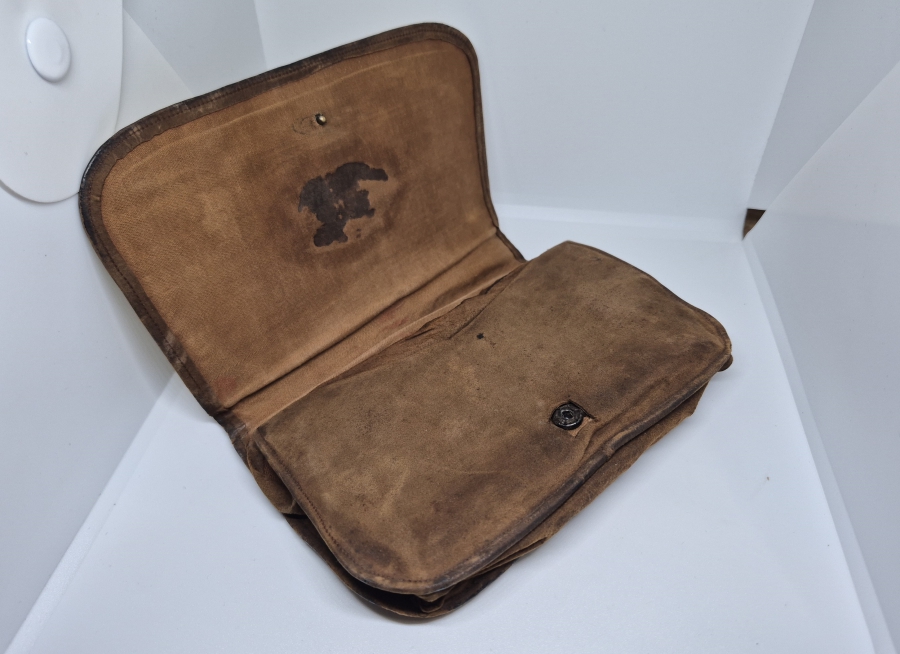 OSMANLI DÖNEMİ EL YAPIMI GALALİT APLİKLİ ANTİKA DERİ ÇANTA